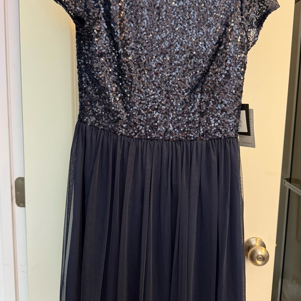 Elegant Navy Blue Sequin Dress